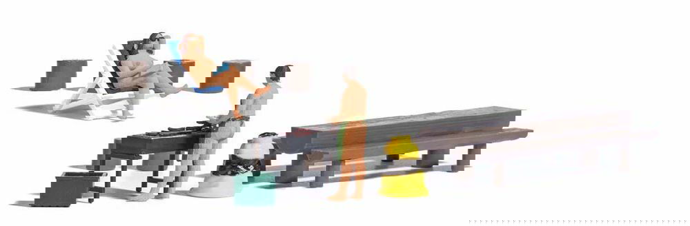 Busch 1/87 HO Nude Barbecue w/2 Naked Figures Grilling & Accessories -Action Set - ModelsPower