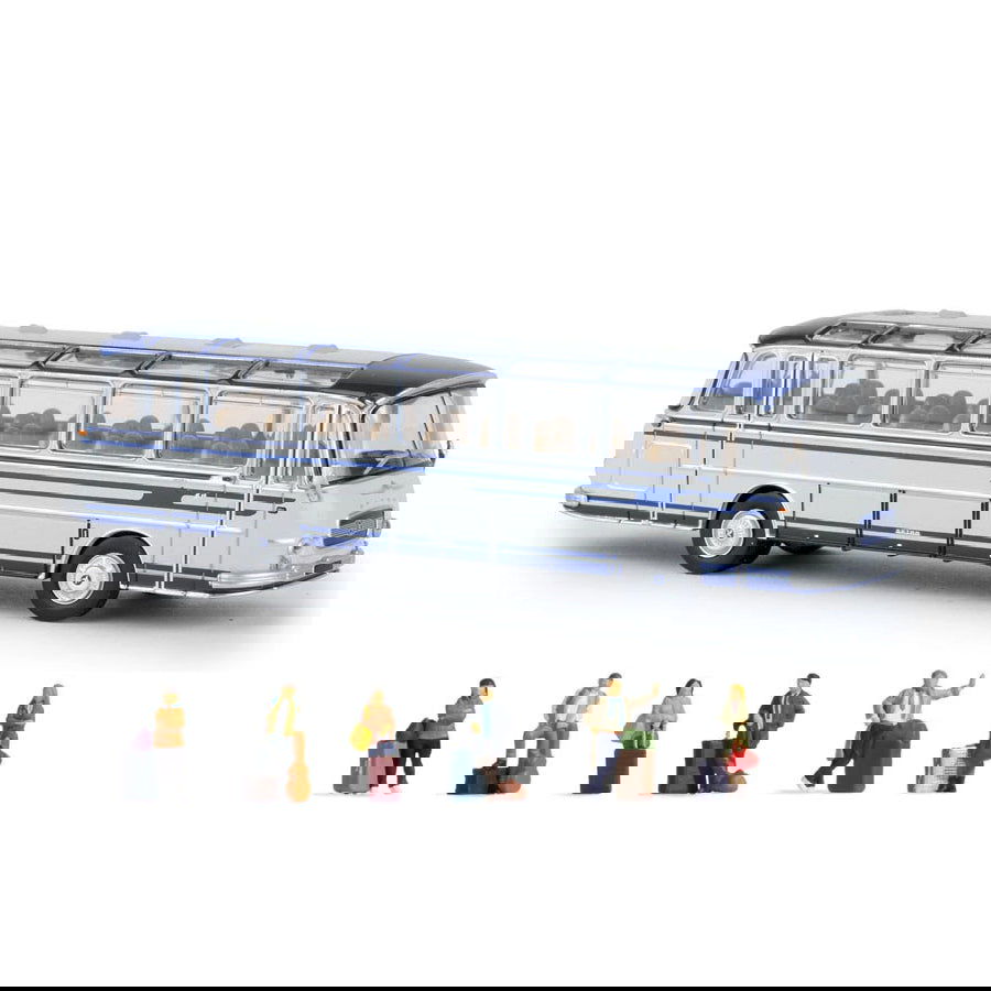 1/87 HO Scale 1965-67 Kassbohrer Setra S-12 Starline Bus +6 Passengers Travelers - ModelsPower