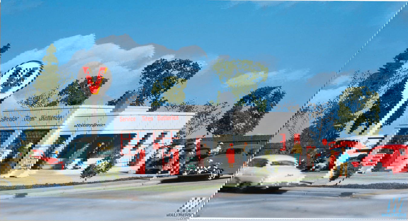 WALTHERS Cornerstone 933-3072 1/87 HO Scale AL'S VICTORY SERVICE GAS STATION Kit - ModelsPower