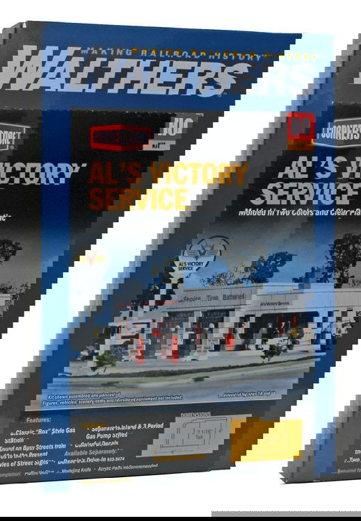 WALTHERS Cornerstone 933-3072 1/87 HO Scale AL'S VICTORY SERVICE GAS STATION Kit - ModelsPower