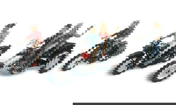 Woodland Scenics 1/87 HO Scale BORN TO RIDE biker buds figures AutoScenes AS5549 - ModelsPower