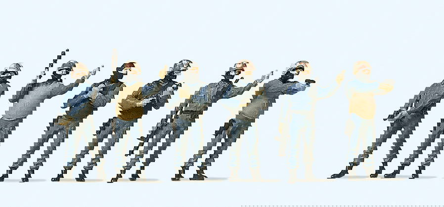 Preiser Kg 1/87 HO Scale German Police SWAT Team (GSG9) 6 Hand Painted Figures - ModelsPower