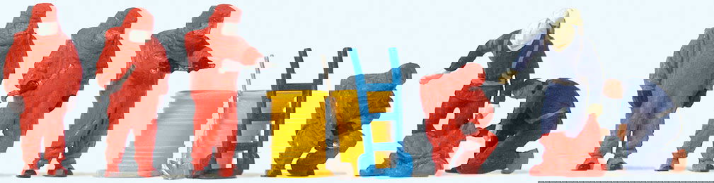 Preiser 1/87 HO Scale HAZMAT Suit Firemen+Walthers Hazardous Material Fire Truck - ModelsPower