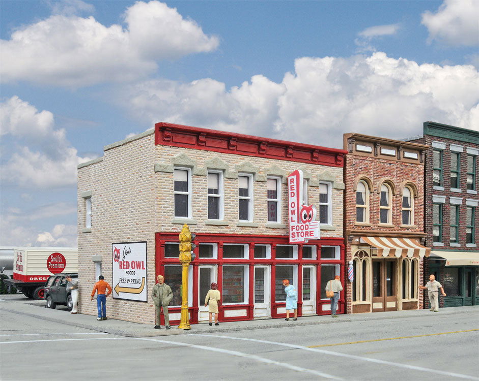 WALTHERS Cornerstone 9333472 1/87 HO Scale JIM'S RED OWL neighborhood market kit - ModelsPower