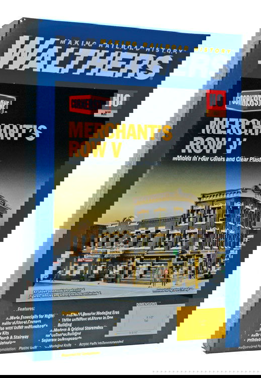 WALTHERS Cornerstone 9334041 1/87 HO Scale MERCHANT'S ROW V stores structure kit - ModelsPower