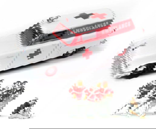 PREISER 1/87 HO Scale PARAMEDICS Rescue Sheet Injured Person +CMW 1953 Ambulance - ModelsPower