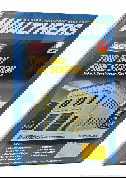 WALTHERS Cornerstone 933-4022 1/87 HO Scale TWO-BAY FIRE STATION firehouse tower - ModelsPower