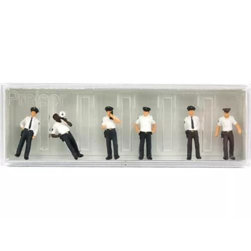 Preiser Kg 1/87 HO Scale United States US City Police (6) Hand Painted Figures - ModelsPower