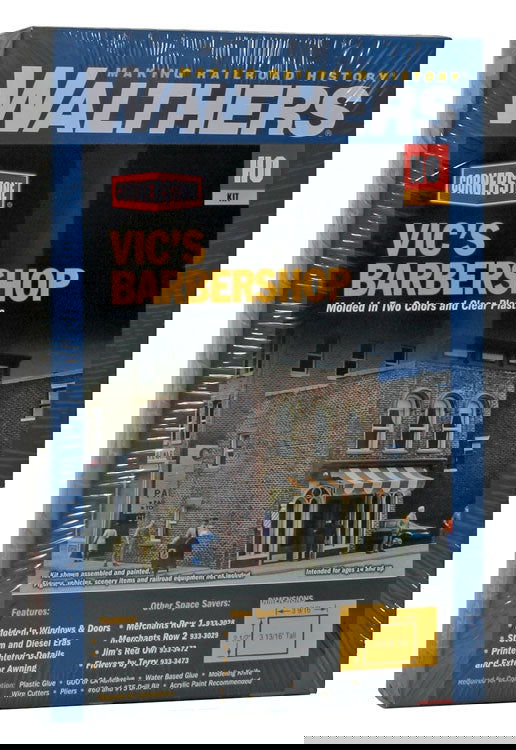 WALTHERS Cornerstone 933-3471 1/87 HO Scale VIC'S BARBER SHOP city structure kit - ModelsPower