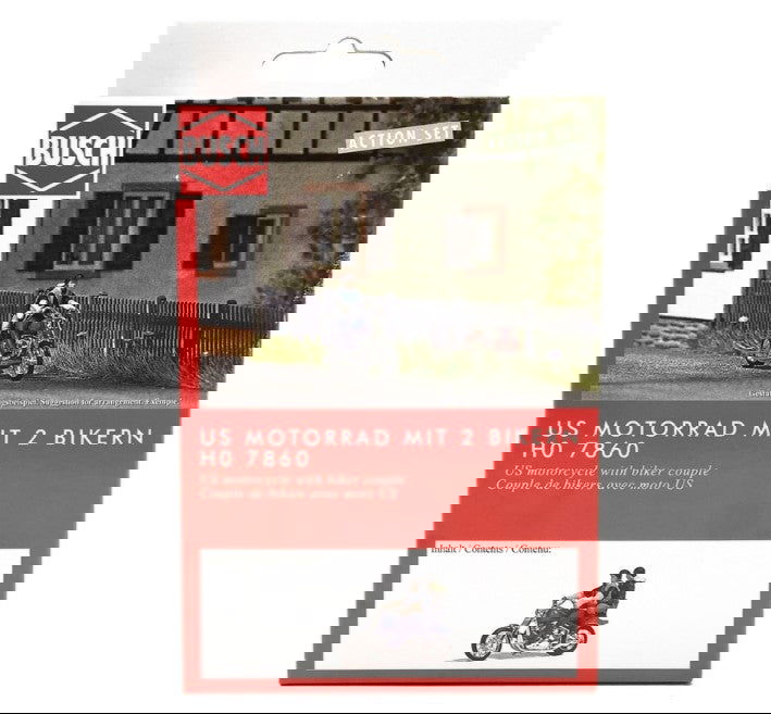 Busch 1/87 HO Scale Cool American Motorcycle Harley w/ Biker Couple - Action Set - ModelsPower