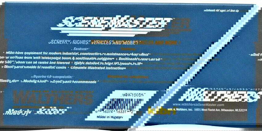 Walthers HO 1/87 Scale TWO-AXLE TRUCK CRANE w/ Boom 360° Positionable Outriggers - ModelsPower