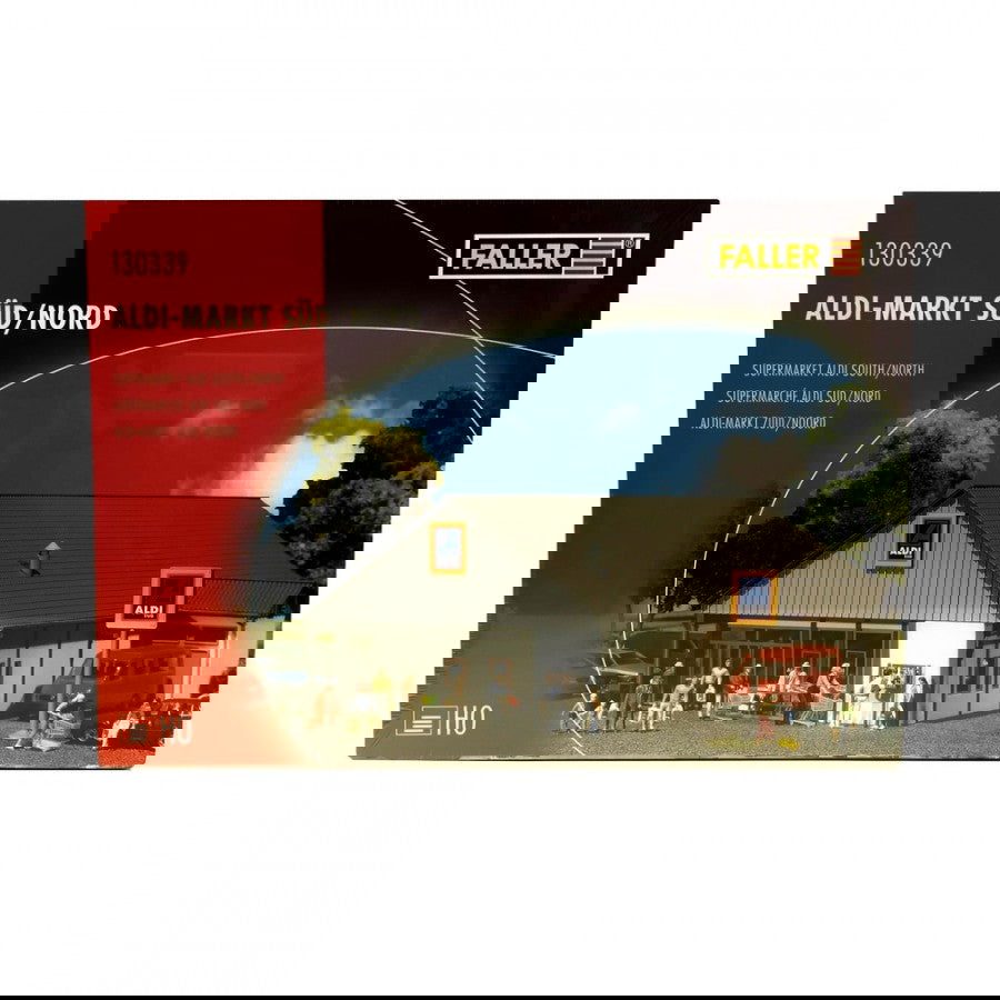 FALLER 1/87 HO Scale ALDI SUPERMARKET w/Glass Front Entrance & Shoppinging Carts - ModelsPower