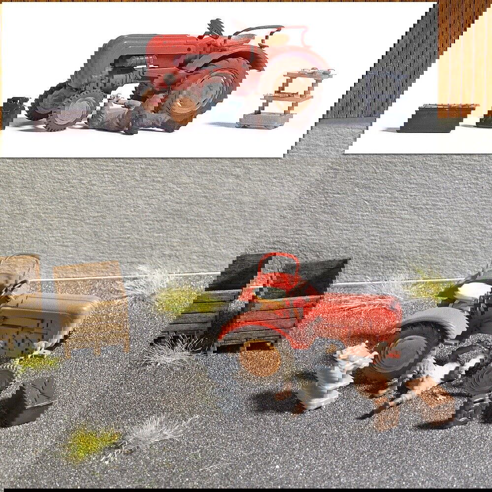 Busch 1/87 HO Scale Tractor Repair w/ Mechanic Figure & Accessories -Action Set - ModelsPower