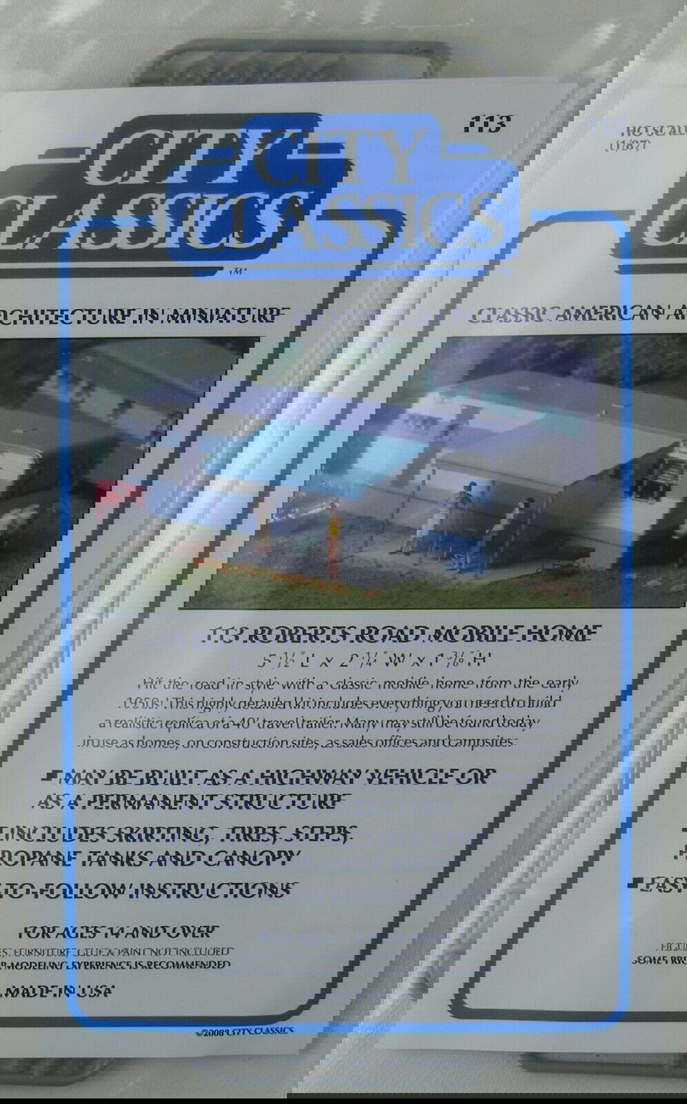 City Classics 1/87 HO Scale Robert's Road 1950s Mobile Home Kit w/ Propane Tanks - ModelsPower