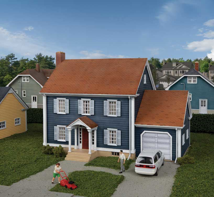 WALTHERS Cornerstone 1/87 HO Scale 1940s COLONIAL HOUSE Home Kit w/ 1-Car Garage - ModelsPower