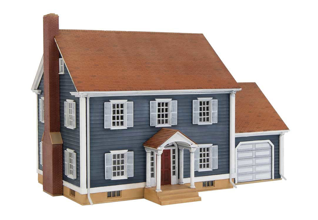 WALTHERS Cornerstone 1/87 HO Scale 1940s COLONIAL HOUSE Home Kit w/ 1-Car Garage - ModelsPower