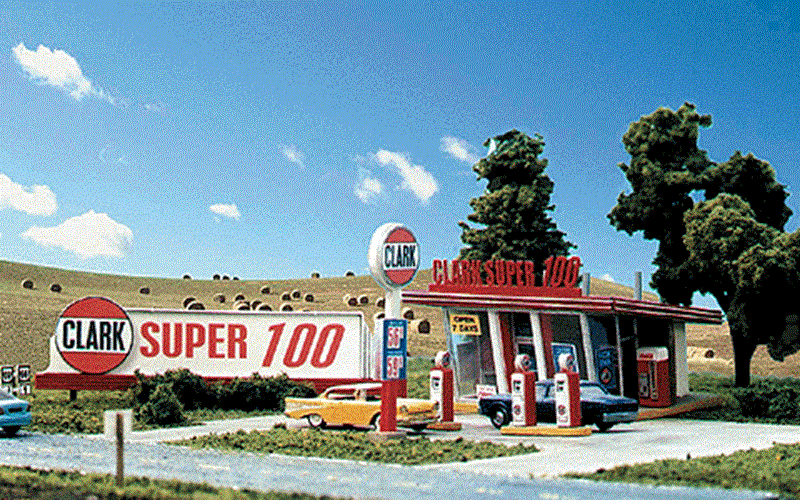 Blair Line 1/160 N 1950s CLARK OIL GAS STATION Super 100 Laser-Cut Structure Kit - ModelsPower