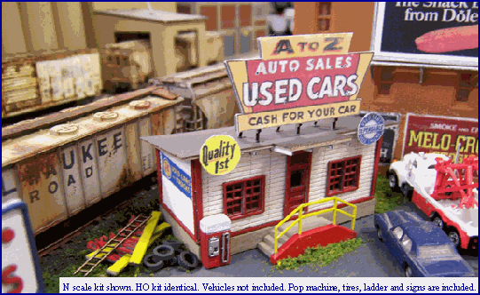 Blair Line 1/160 N Scale A-TO-Z DEPENDABLE USED CAR LOT Laser-Cut Structure Kit - ModelsPower