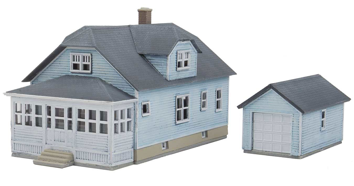 WALTHERS Cornerstone 933-3889 1/160 N Scale AMERICAN BUNGALOW KIT & 1 Car Garage - ModelsPower