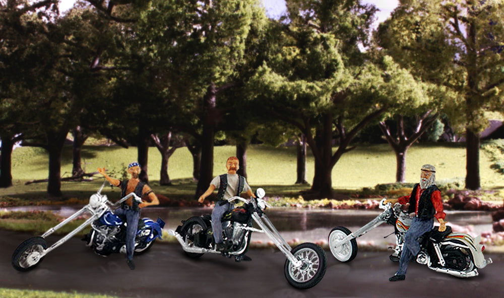 Woodland Scenics 1/160 N Scale BAD BOY BIKERS custom choppers AutoScenes AS5344 - ModelsPower