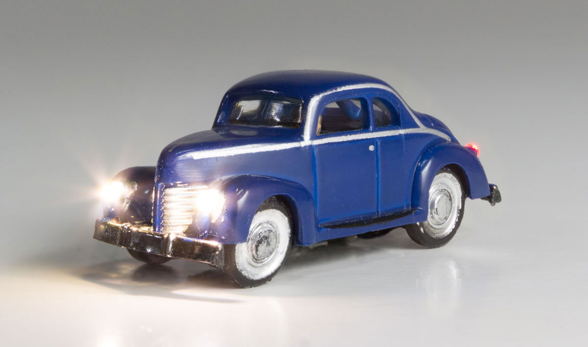 Woodland Scenics 1/160 N Scale BLUE COUPE CAR - Just Plug LED Lighted Vehicle 8 - ModelsPower