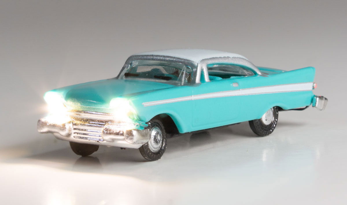 Woodland Scenics 1/160 N Scale Cadillac FANCY FINS Just Plug LED Lighted Vehicle - ModelsPower