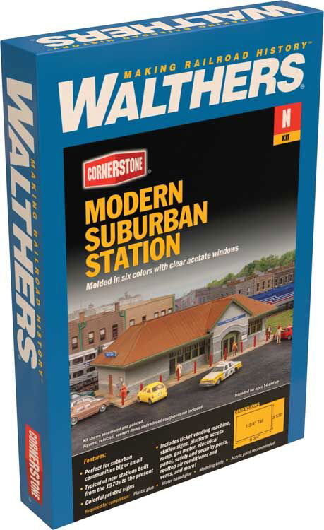 Walthers Cornerstone 1/160 N Scale MODERN SUBURBAN STATION trackside community - ModelsPower