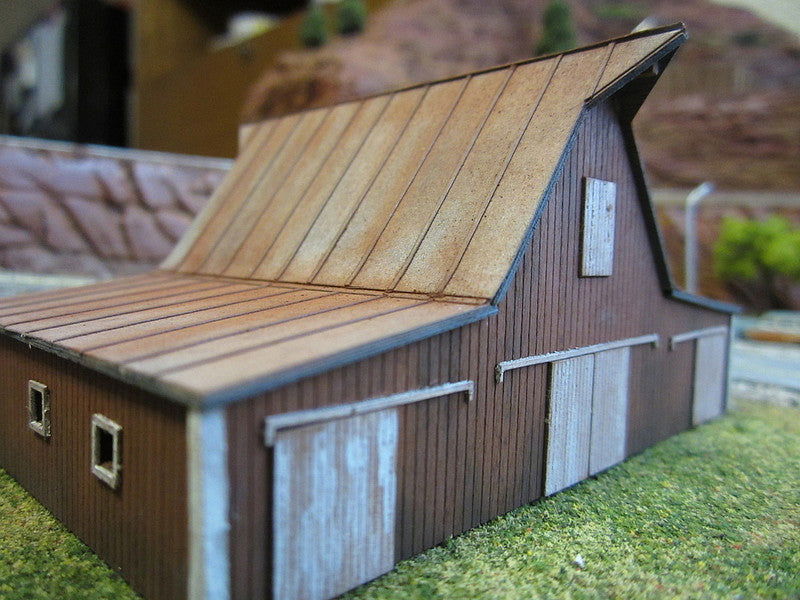 American Model Builders N 1/160 Scale FEEDER & LIVESTOCK BARN Farm Wood-LASERkit - ModelsPower