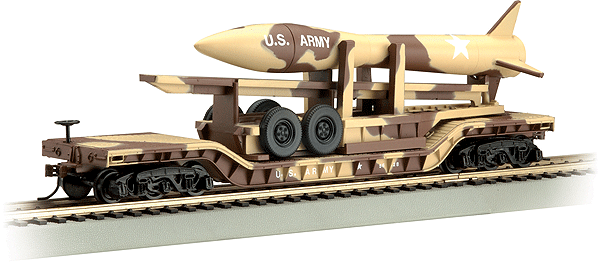 Bachmann N 1/160 US Army Depressed-Center Flatcar DESERT-TAN *MISSILE LAUNCHER* - ModelsPower