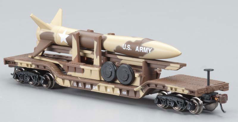 Bachmann N 1/160 US Army Depressed-Center Flatcar DESERT-TAN *MISSILE LAUNCHER* - ModelsPower