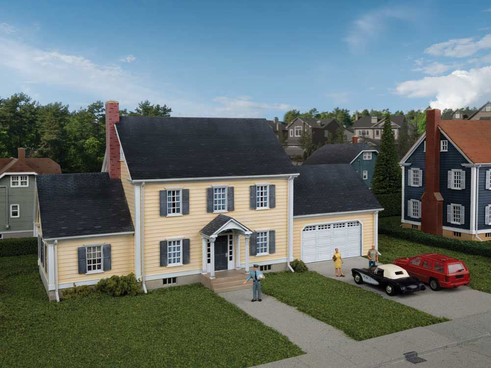 WALTHERS Cornerstone 1/87 HO Scale EXECUTIVE HOUSE Large Home Kit w/2-Car Garage - ModelsPower