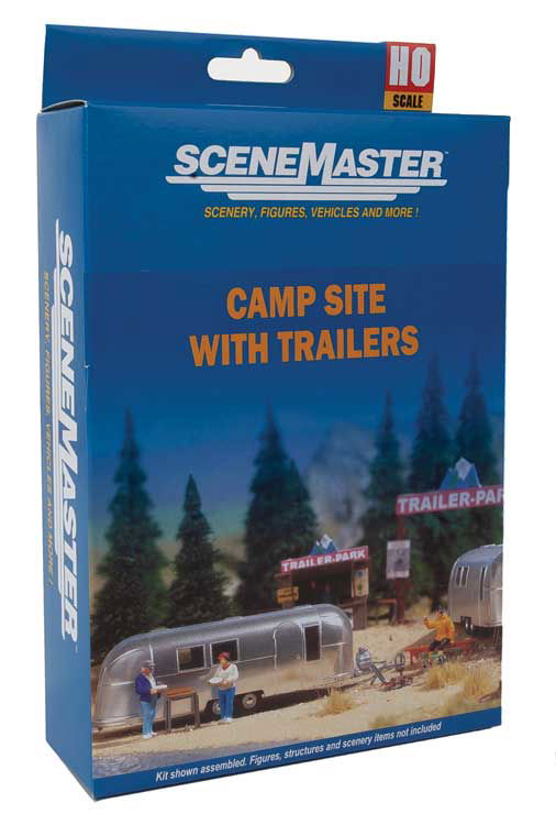 Walthers SceneMaster HO 1/87 Camp Site w/ 2 Travel Trailers, Signs & Accessories - ModelsPower