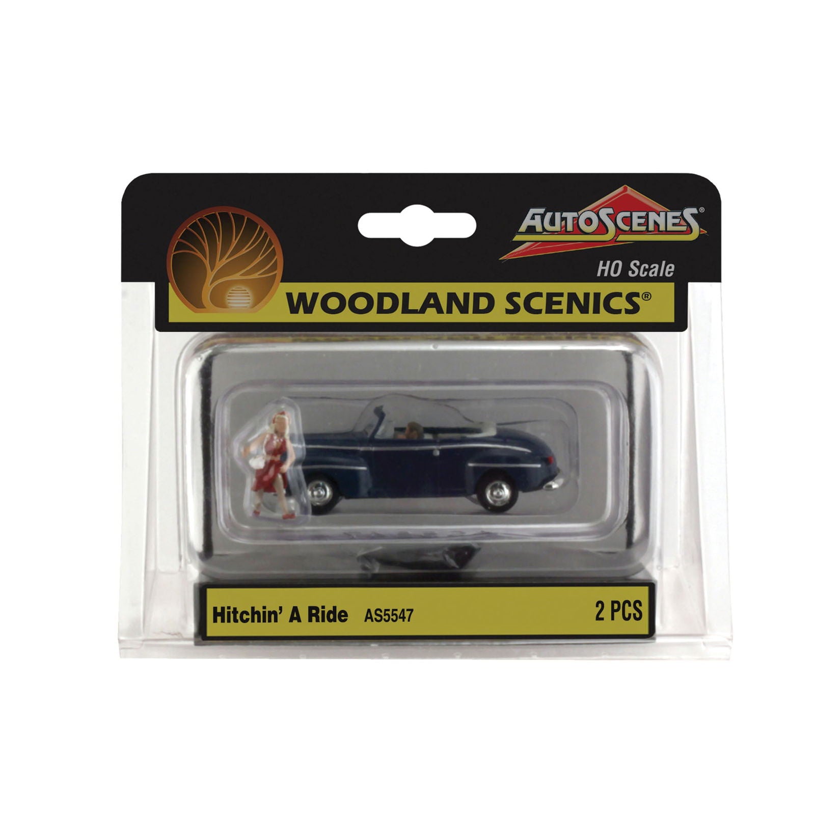 Woodland Scenics 1/87 HO Scale HITCHI'N' A RIDE AutoScenes AS5547 w/2 figures - ModelsPower