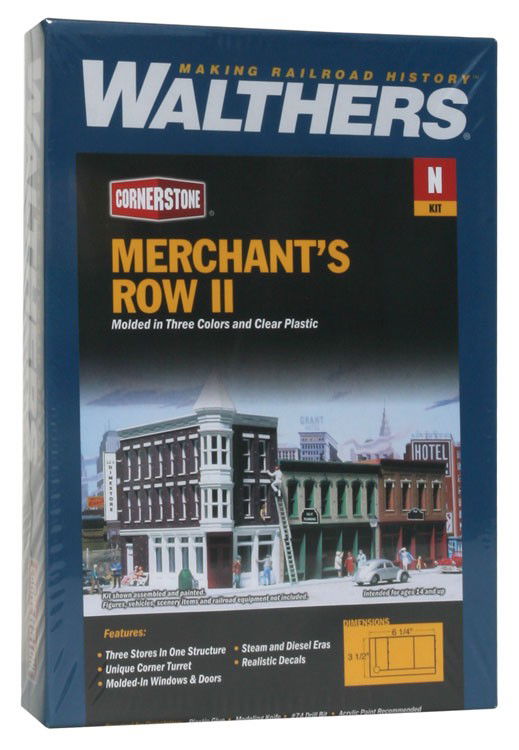 WALTHERS Cornerstone 933-3224 N Scale MERCHANT'S ROW II Structure Kit w/3 Stores - ModelsPower