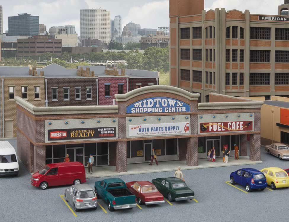 WALTHERS Cornerstone 933-3891 1/160 N Scale MODERN SHOPPING CENTER I w/ 3 stores - ModelsPower