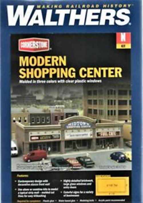 WALTHERS Cornerstone 933-3891 1/160 N Scale MODERN SHOPPING CENTER I w/ 3 stores - ModelsPower