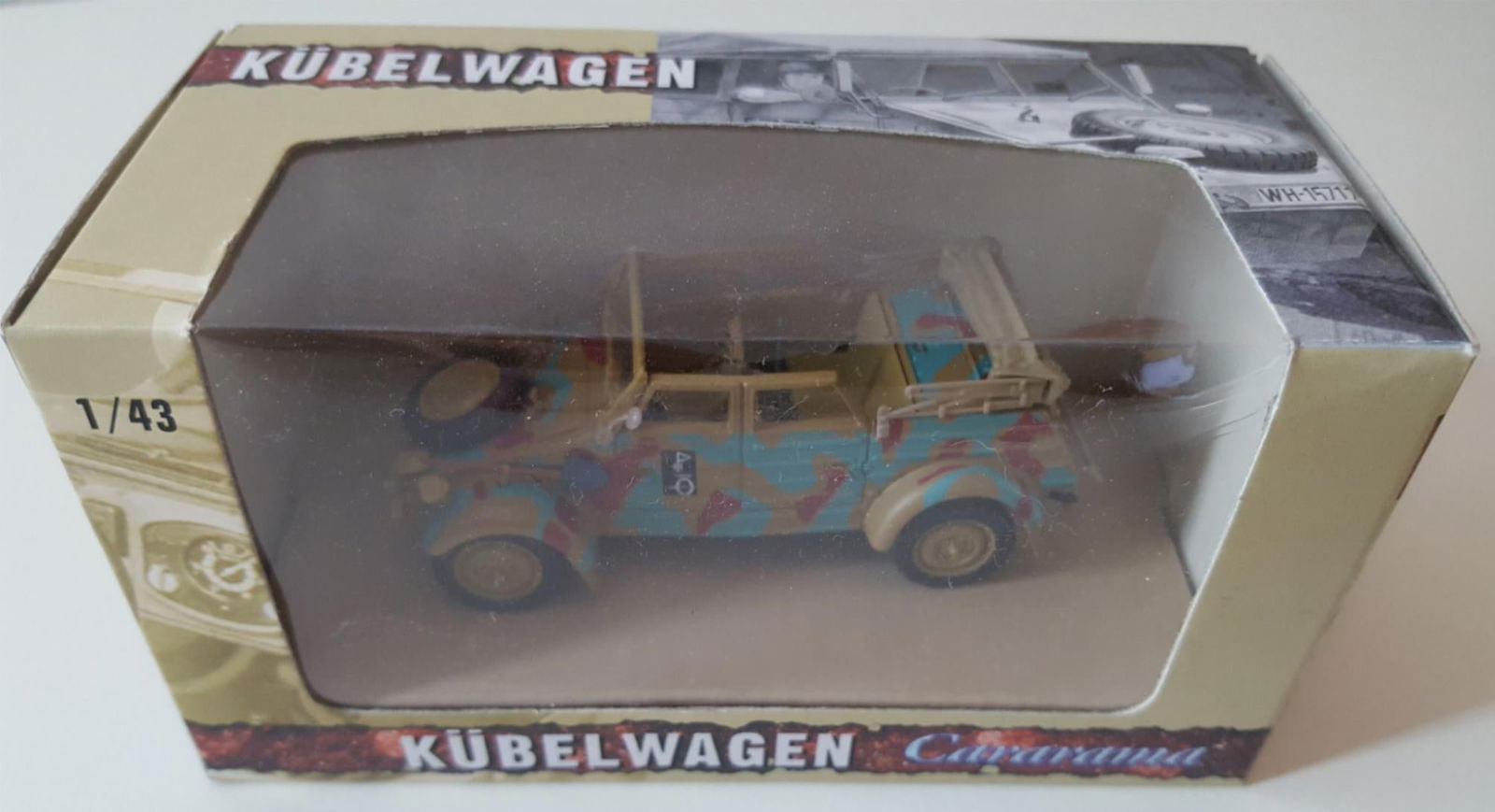 Cararama 1/43 O Scale VOLKSWAGEN KUBELWAGEN MILITARY CAMUFLAGE Convertible Car - ModelsPower