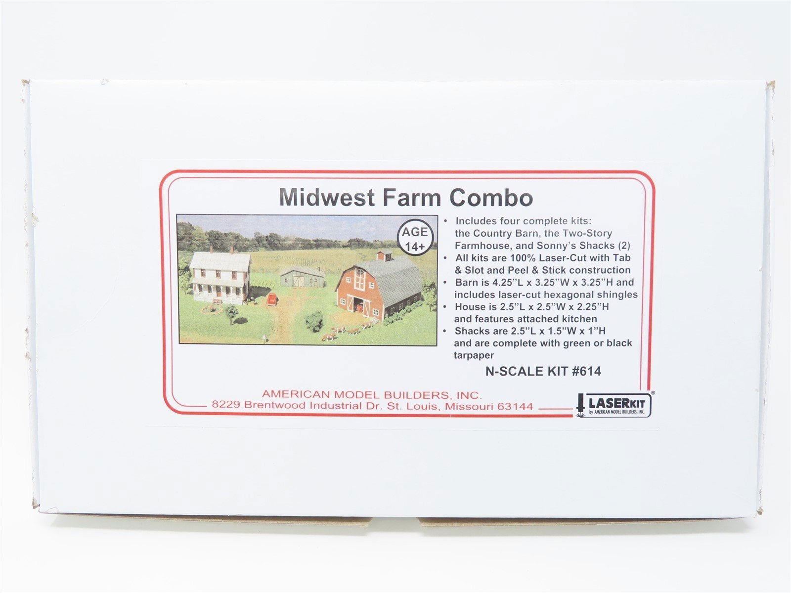 American Model Builders N 1/160 MIDWEST FARM COMBO w/4 Wood Structures -LASERkit - ModelsPower