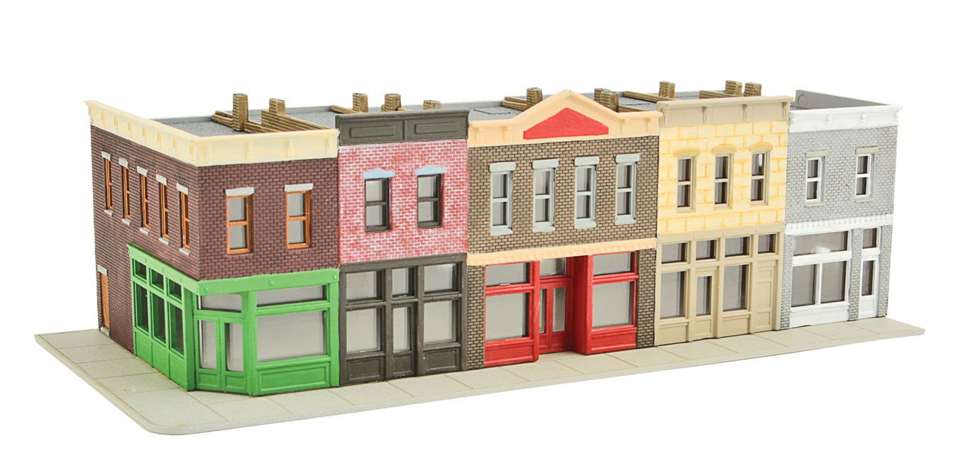 WALTHERS Cornerstone 933-3850 N Scale MERCHANT'S ROW I Structure Kit w/ 5 Stores - ModelsPower