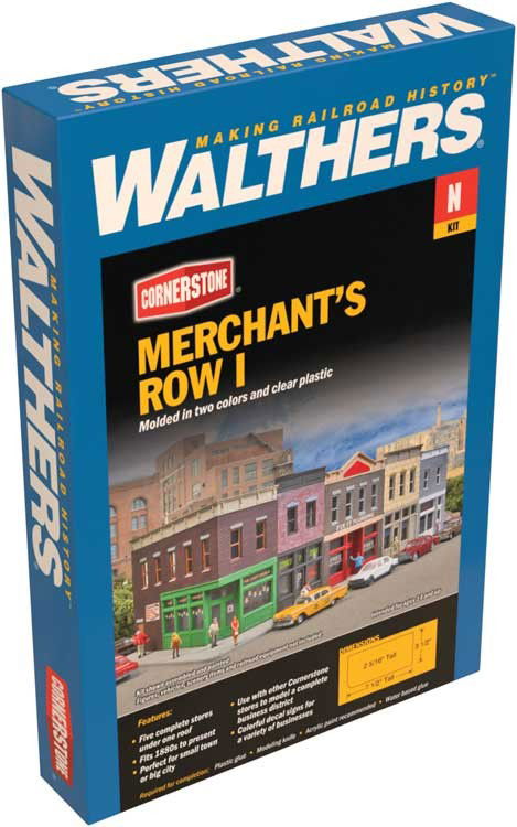 WALTHERS Cornerstone 933-3850 N Scale MERCHANT'S ROW I Structure Kit w/ 5 Stores - ModelsPower