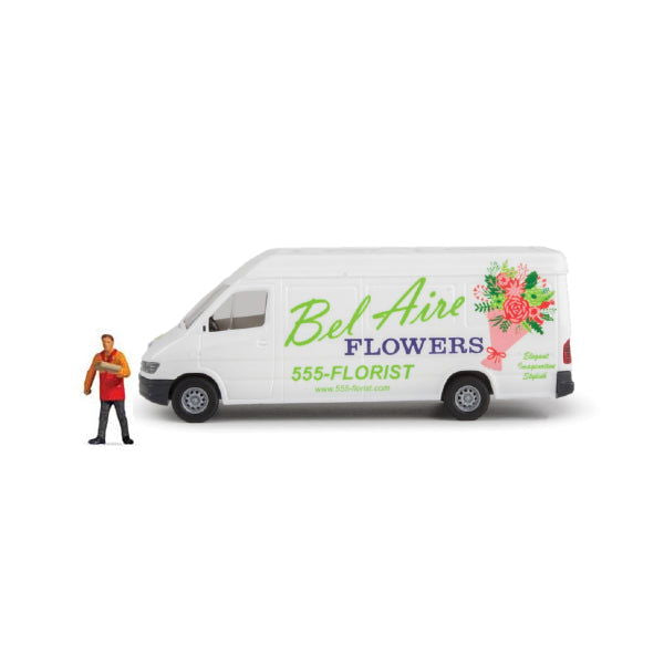 Walthers SceneMaster HO 1/87 BEL AIRE FLOWERS MB Sprinter Delivery Van & Figure! - ModelsPower