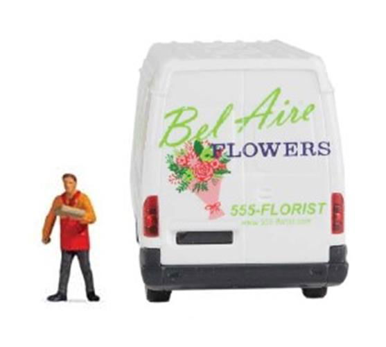 Walthers SceneMaster HO 1/87 BEL AIRE FLOWERS MB Sprinter Delivery Van & Figure! - ModelsPower