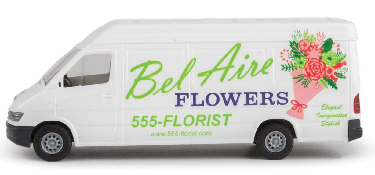 Walthers SceneMaster HO 1/87 BEL AIRE FLOWERS MB Sprinter Delivery Van & Figure! - ModelsPower