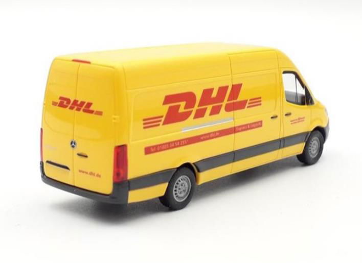 HO 1/87 BUSCH MB Sprinter DHL High-Roof Cargo Van+FALLER Parcel Delivery Carrier - ModelsPower