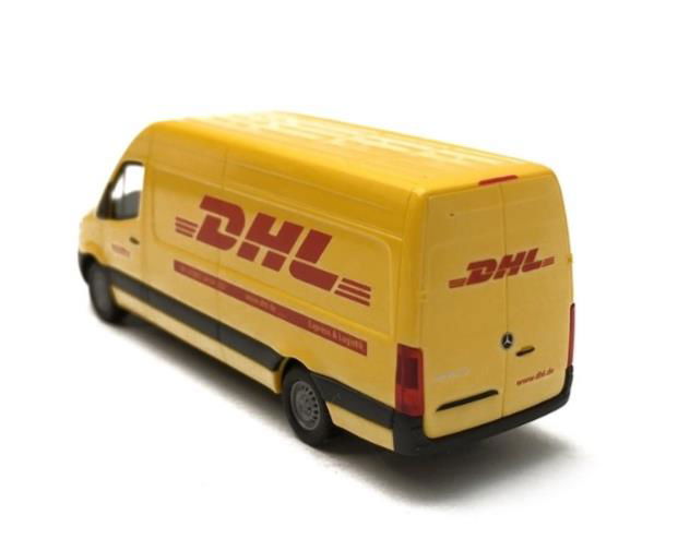 HO 1/87 BUSCH MB Sprinter DHL High-Roof Cargo Van+FALLER Parcel Delivery Carrier - ModelsPower