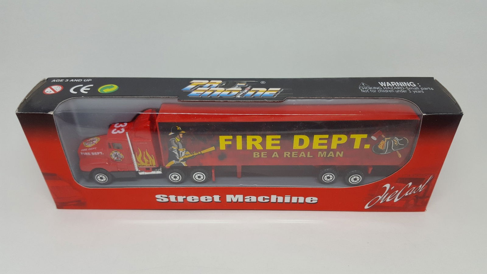 ProEngine Street Machine HO 1/87 Fire Dept LH Tractor FD "Be a Real Man" Trailer - ModelsPower