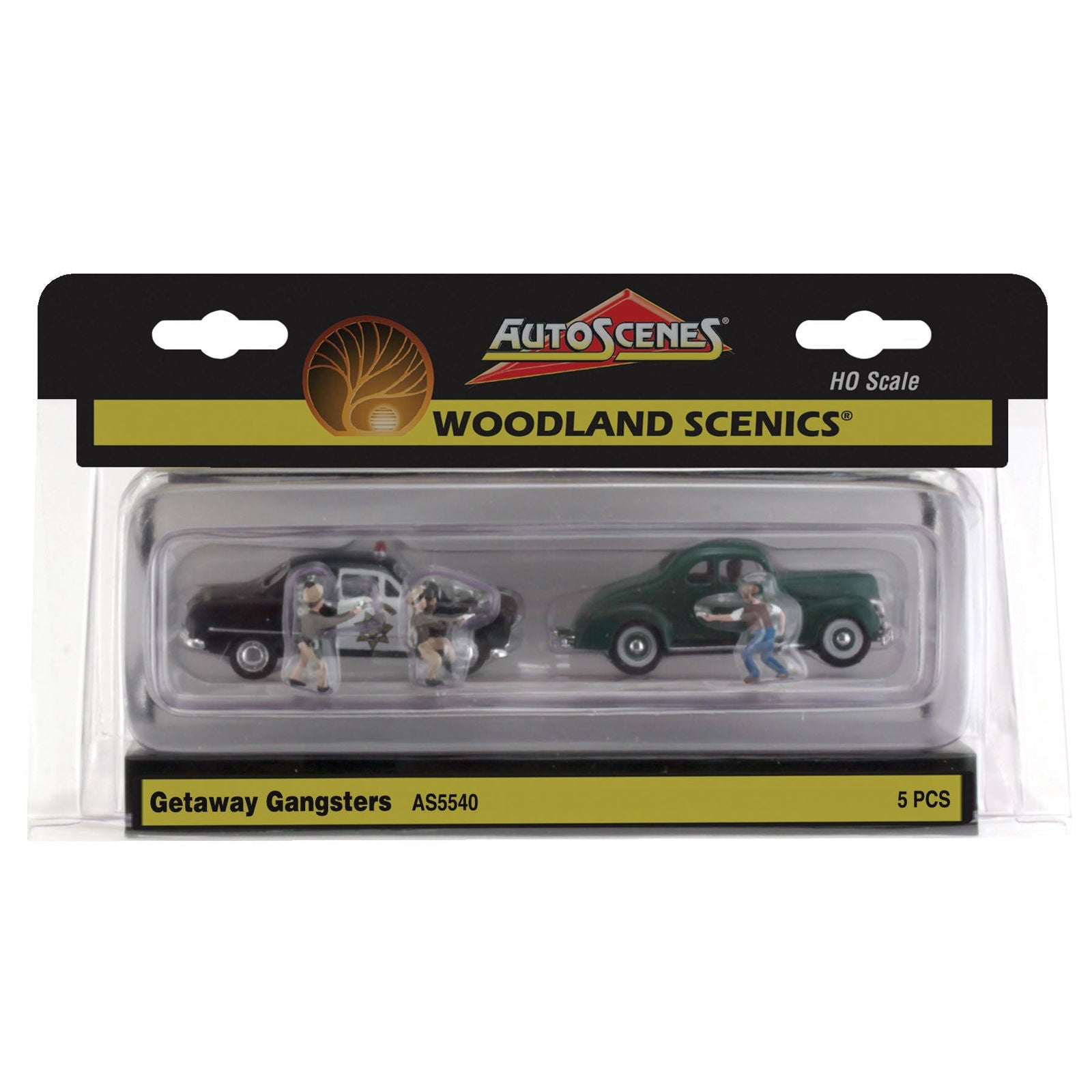 Woodland Scenics HO 1/87 GETAWAY GANGSTERS Cops Police Cruiser AutoScenes AS5540 - ModelsPower