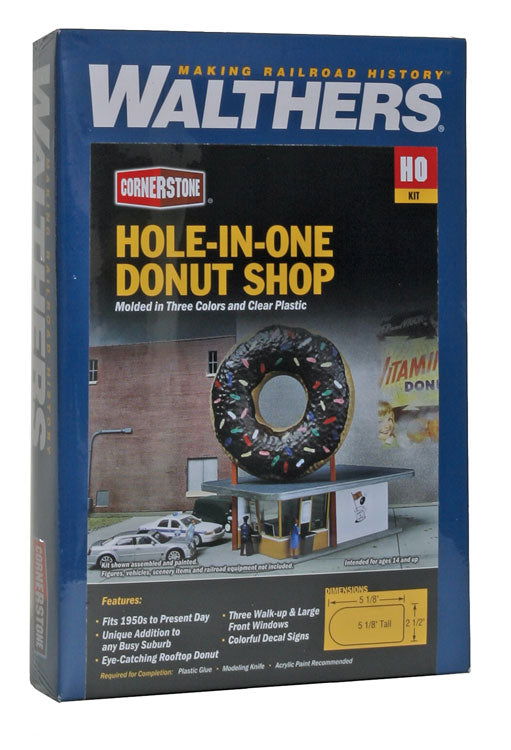 WALTHERS Cornerstone 933-3768 HO 1/87 HOLE-IN-ONE DONUT SHOP KIT large rooftop! - ModelsPower