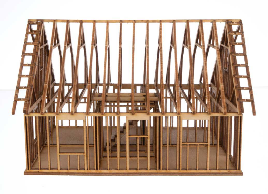 Walthers Cornerstone HO 1/87 HOUSE UNDER CONSTRUCTION Real Plywood Laser-cut Kit - ModelsPower