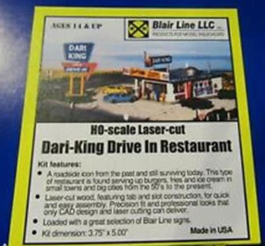 Blair Line 1/87 HO 1940's DARI-KING DRIVE-IN RESTAURANT Laser-cut Structure Kit - ModelsPower